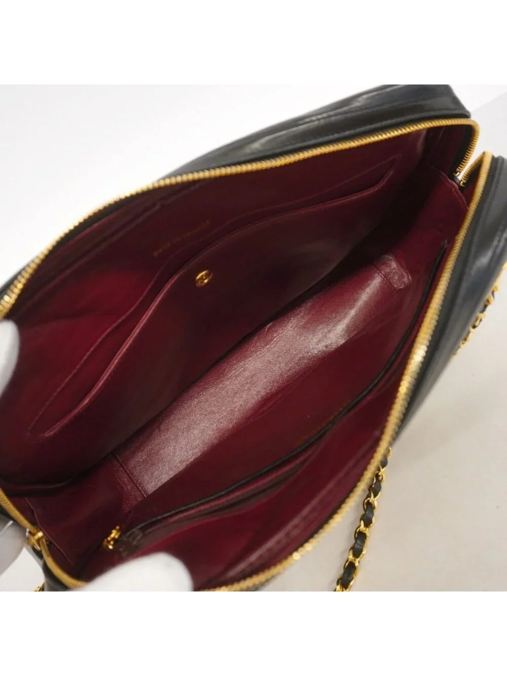 Chanel Shoulder Bag Quilted Lambskin Black Gold